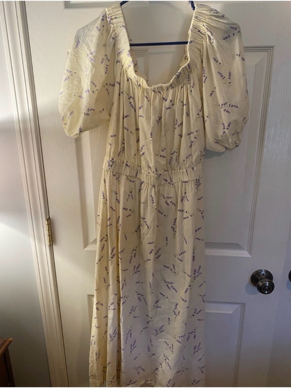 GAP Cream Maxi Dress with Lavender Floral Print